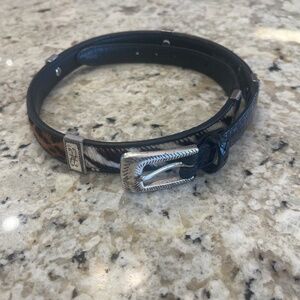 Brighton Calf Hair Zebra Cheetah Black Leather Belt Women M 30 Western Silver